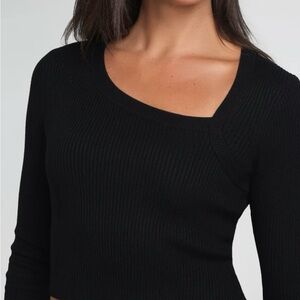 NWT THE CUT OUT LUXE KNIT TOP / ONYX assymetrical